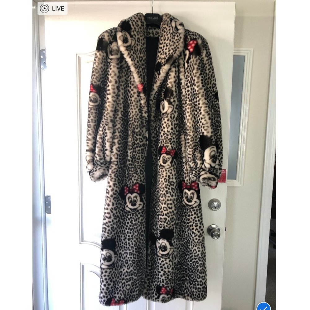 Vintage Faux Fur Jacket Coat Mickey Minnie Mouse
